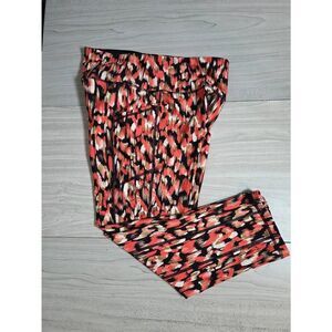 DKNY Sport High Waisted Printed 7/8 Leggings with Pockets - Coral/Black, Size M